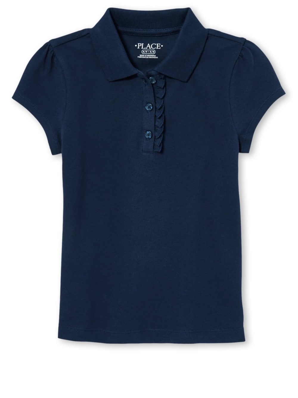 The Children’s Place Girls Uniform Ruffle Soft Stretch Pique Polo - Tidal